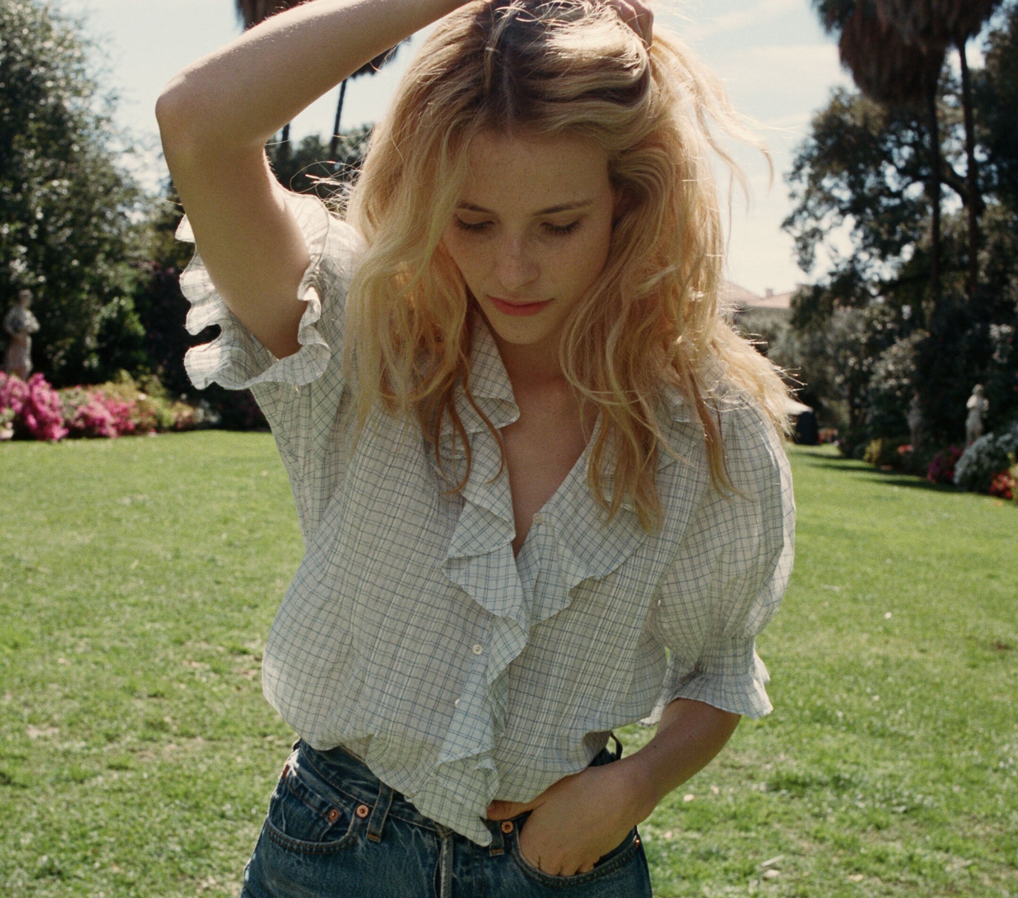HMD -- HENRI TOP -- BLUE PICNIC PLAID