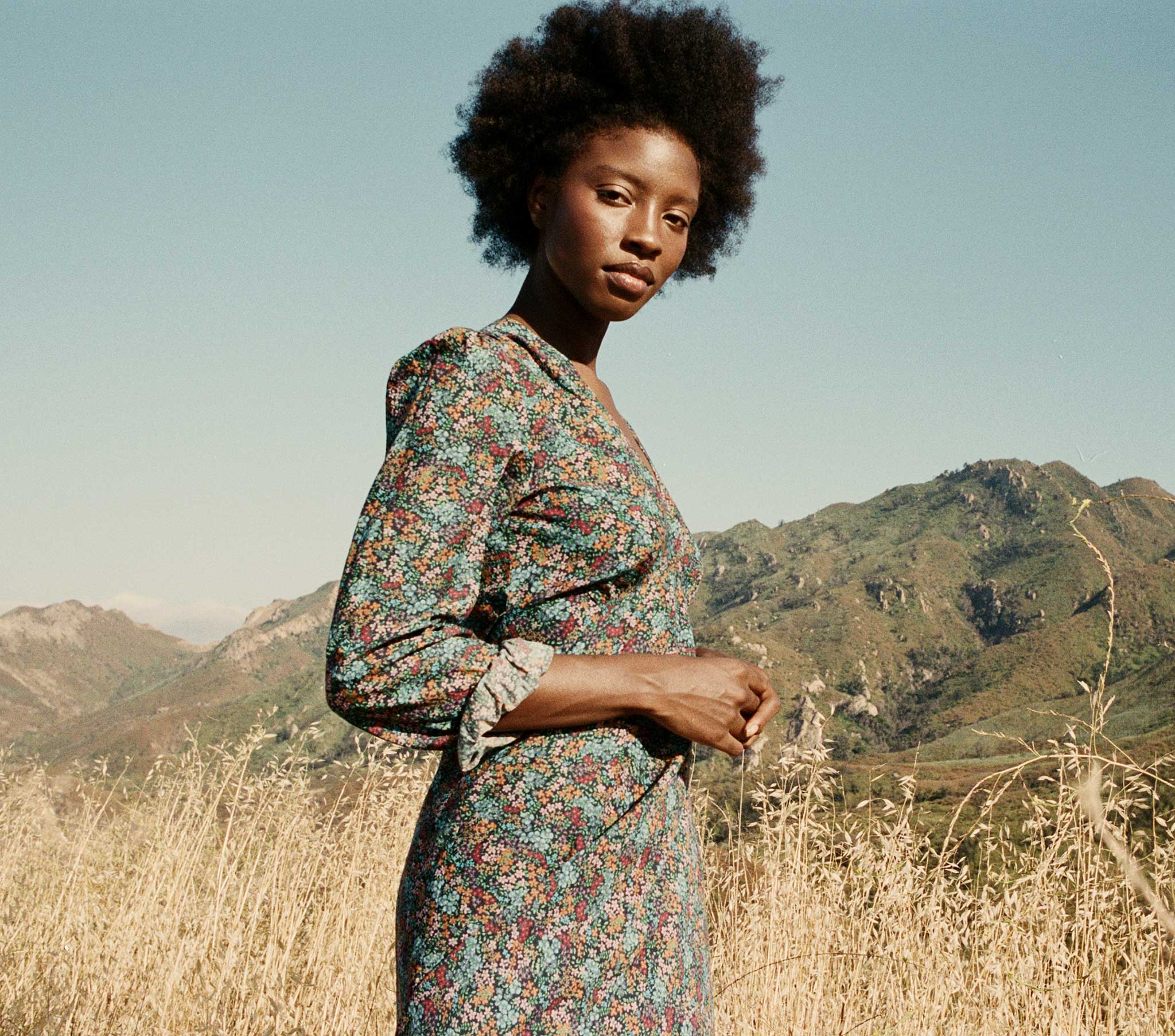 HMD -- CHARLESTON DRESS -- NAVY LADY BIRD FLORAL