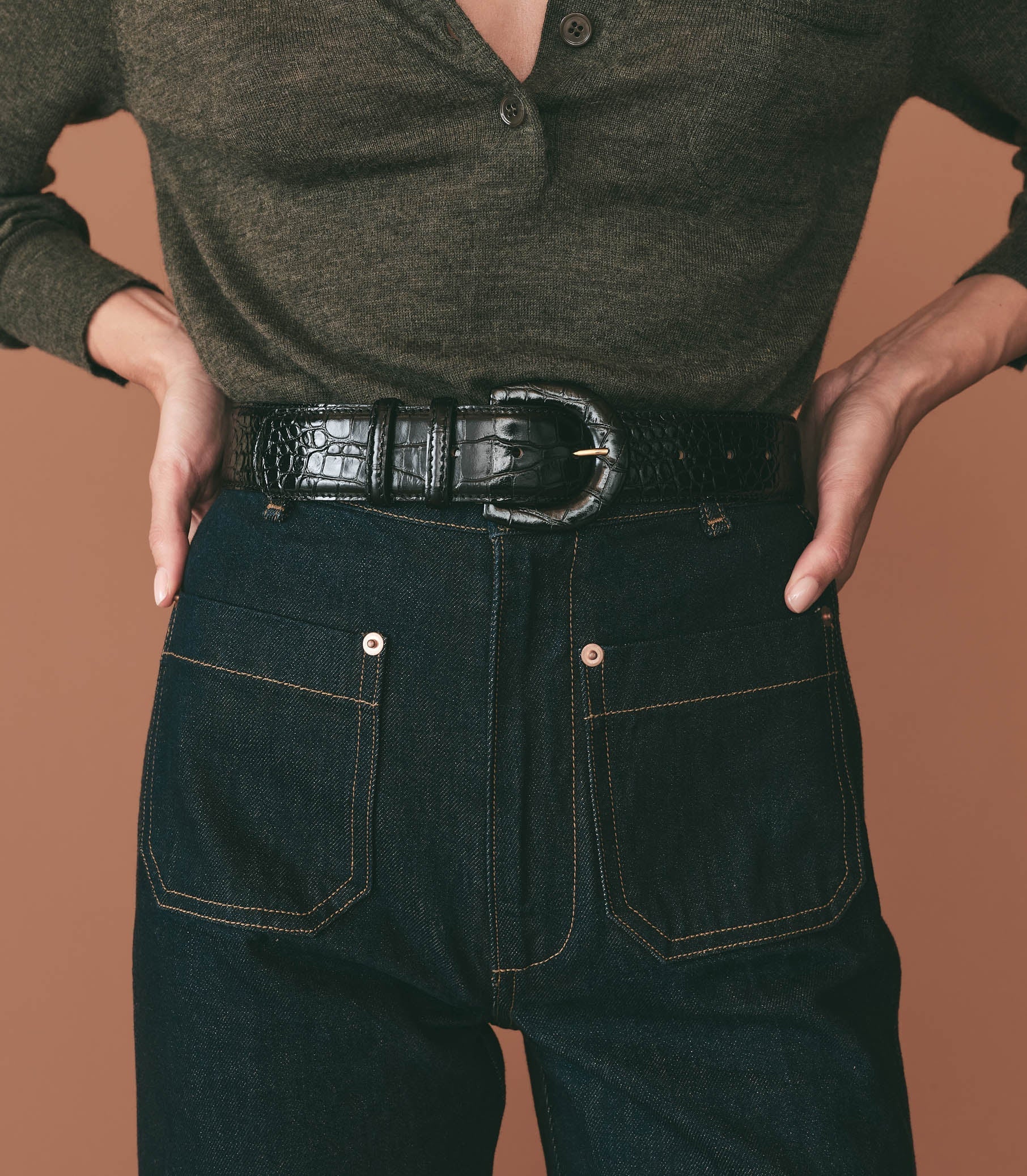 HMD -- LUDAVINE BELT -- BLACK FAUX CROC