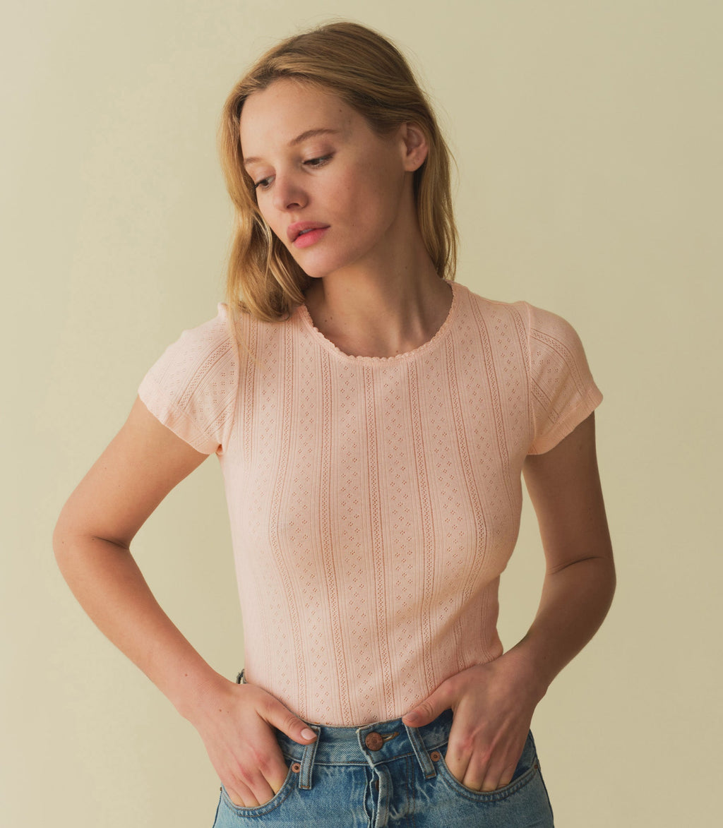 HMD -- VIVI TEE -- PETUNIA PINK QUELLE JOLIE POINTELLE