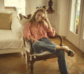 HMD -- THE JANE BLOUSE -- PINK SUNFLOWER BLOCK PRINT