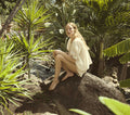 HMD -- SHORE TOP -- CREAM SUNFLOWER BLOCK PRINT