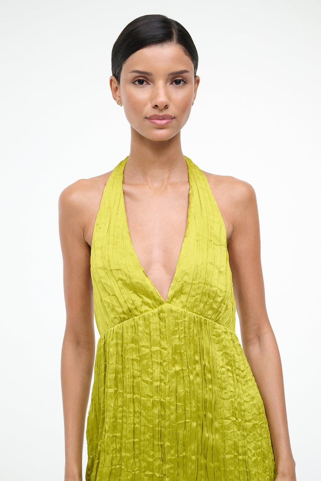LAURIE DRESS | CHARTREUSE PLISSE