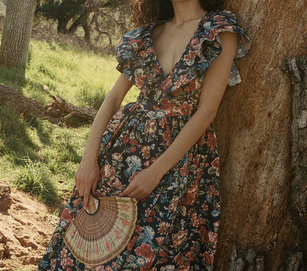 HMD -- PECOS DRESS -- INDIGO IRIS FLORAL