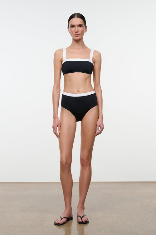 DEVON HIGH RISE BIKINI BOTTOM | BLACK WHITE