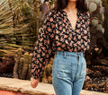 HMD -- ROSEBAY TOP -- BLACK POPPY PRINT