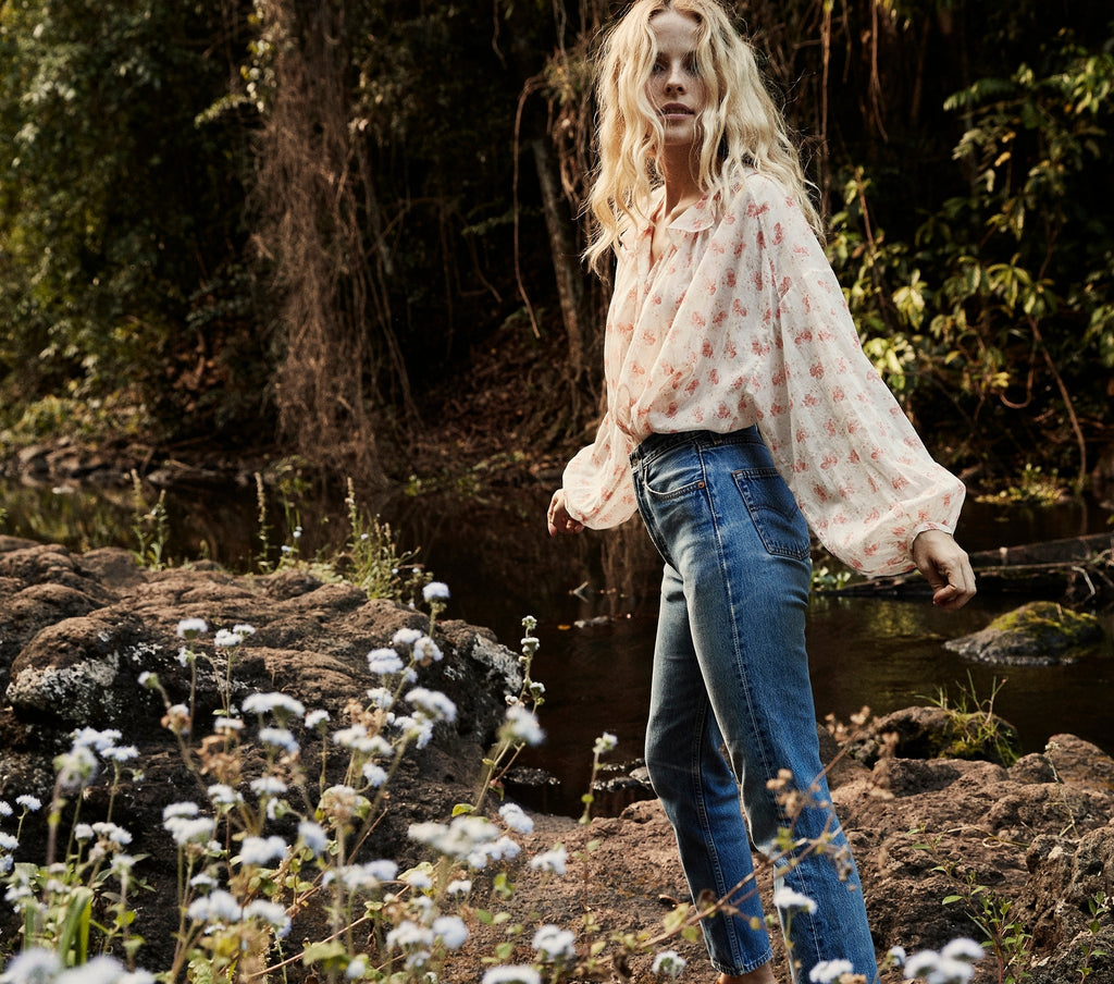 HMD -- ROSEBAY TOP -- WHITE POPPY PRINT