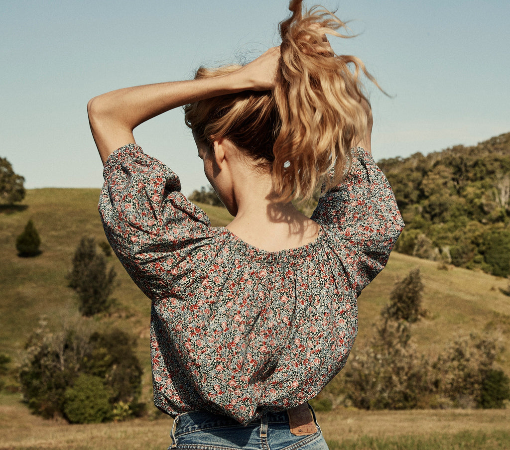 HMD -- SIA TOP -- WHITE PETIT JARDIN PRINT