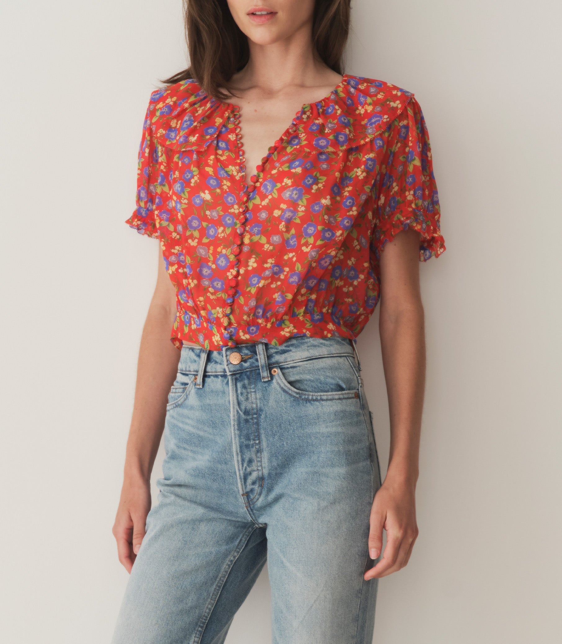 HMD -- ANAISE TOP -- RED DAYFLOWER MEADOW