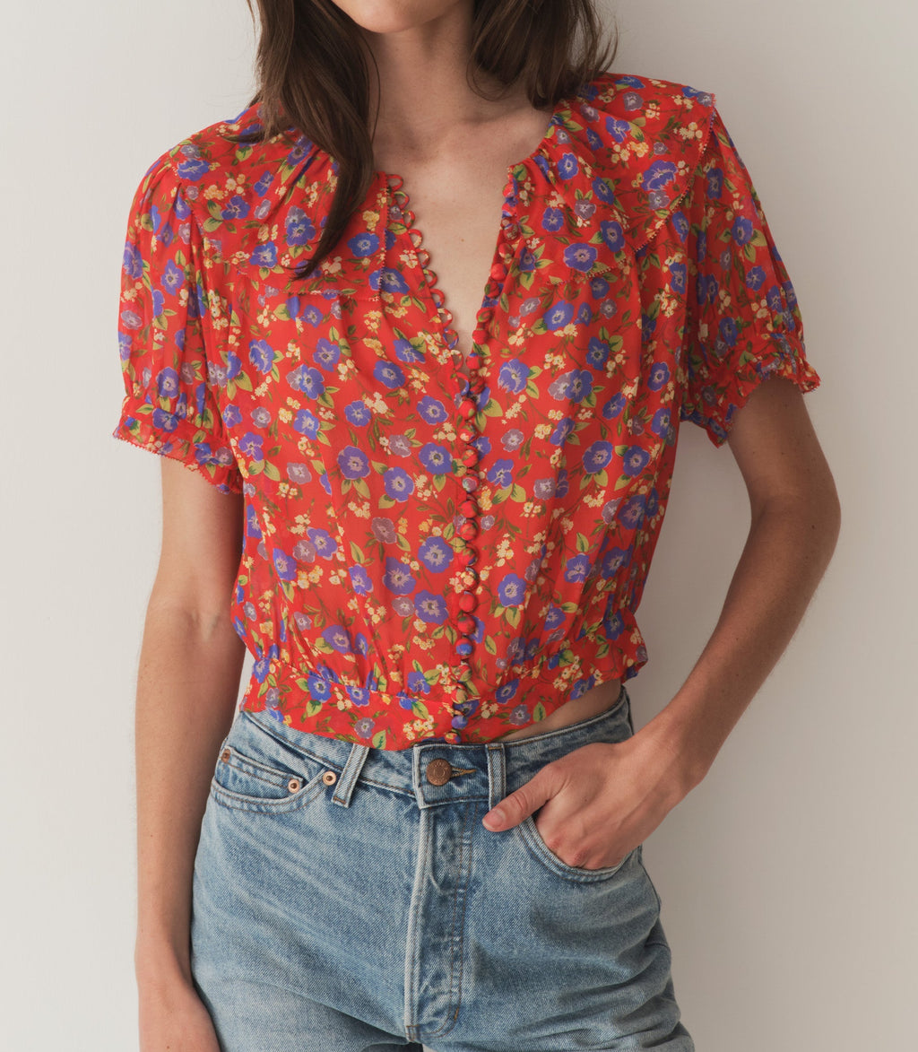 HMD -- ANAISE TOP -- RED DAYFLOWER MEADOW