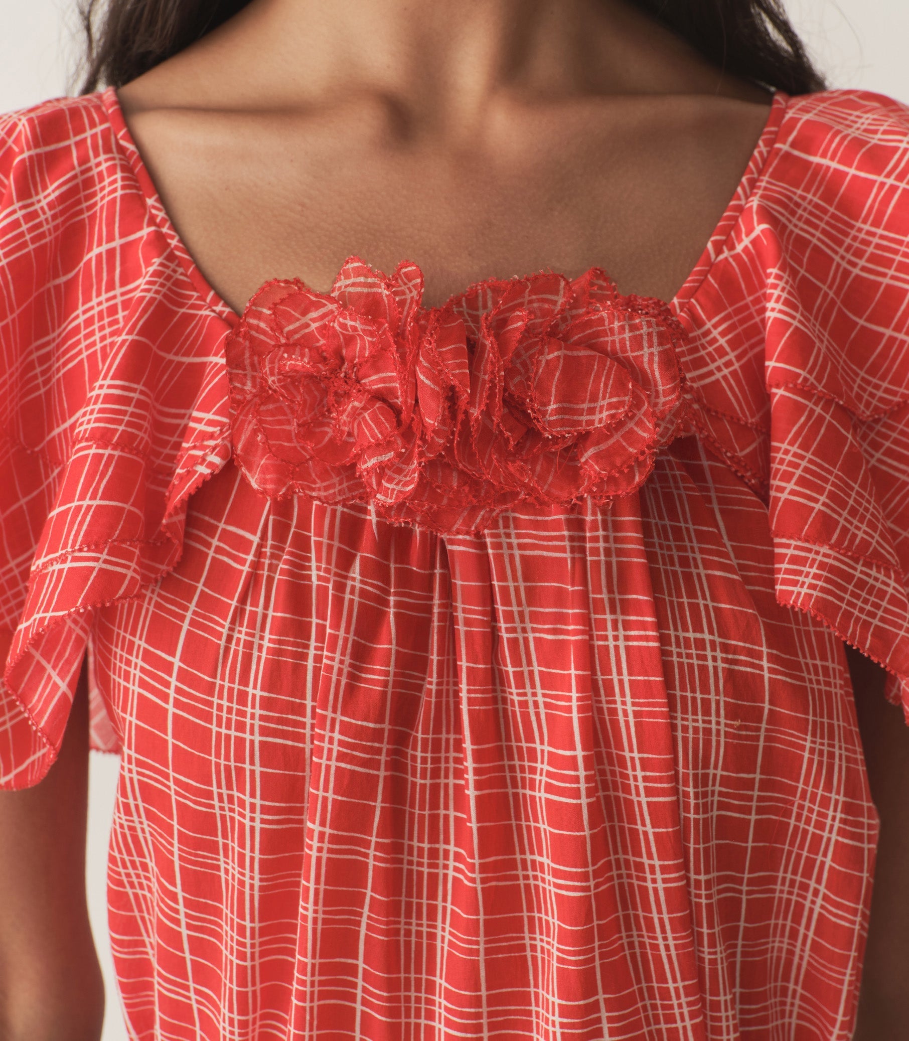 HMD -- ANALICIA TOP -- SYLVIE PLAID