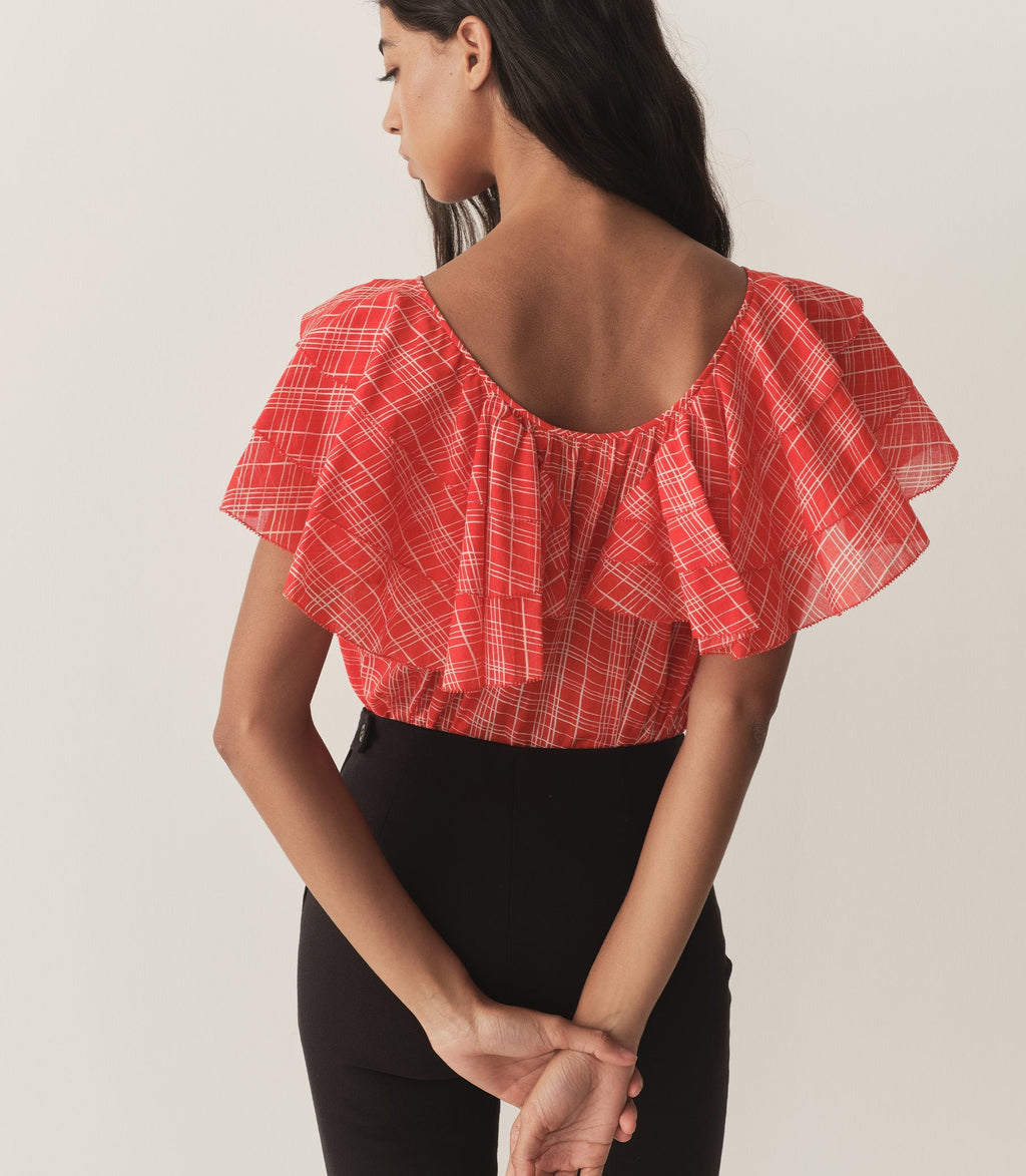 HMD -- ANALICIA TOP -- SYLVIE PLAID