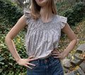HMD -- APRIL TOP -- GREEN SUMMER NECTAR PRINT