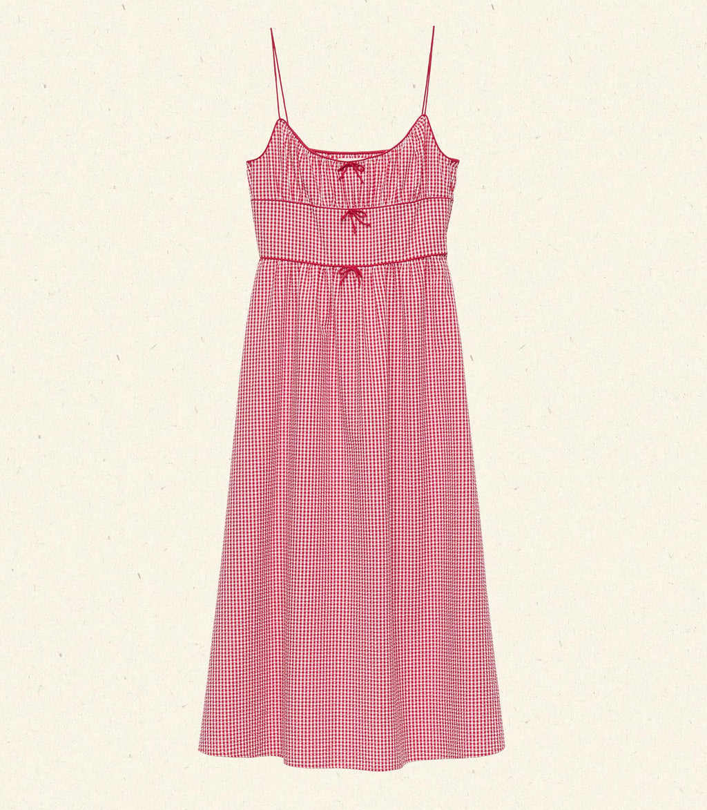HMD -- BELLINE DRESS -- ROUGE LA MADDALENA GINGHAM