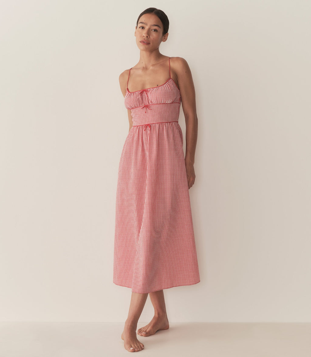 HMD -- BELLINE DRESS -- ROUGE LA MADDALENA GINGHAM