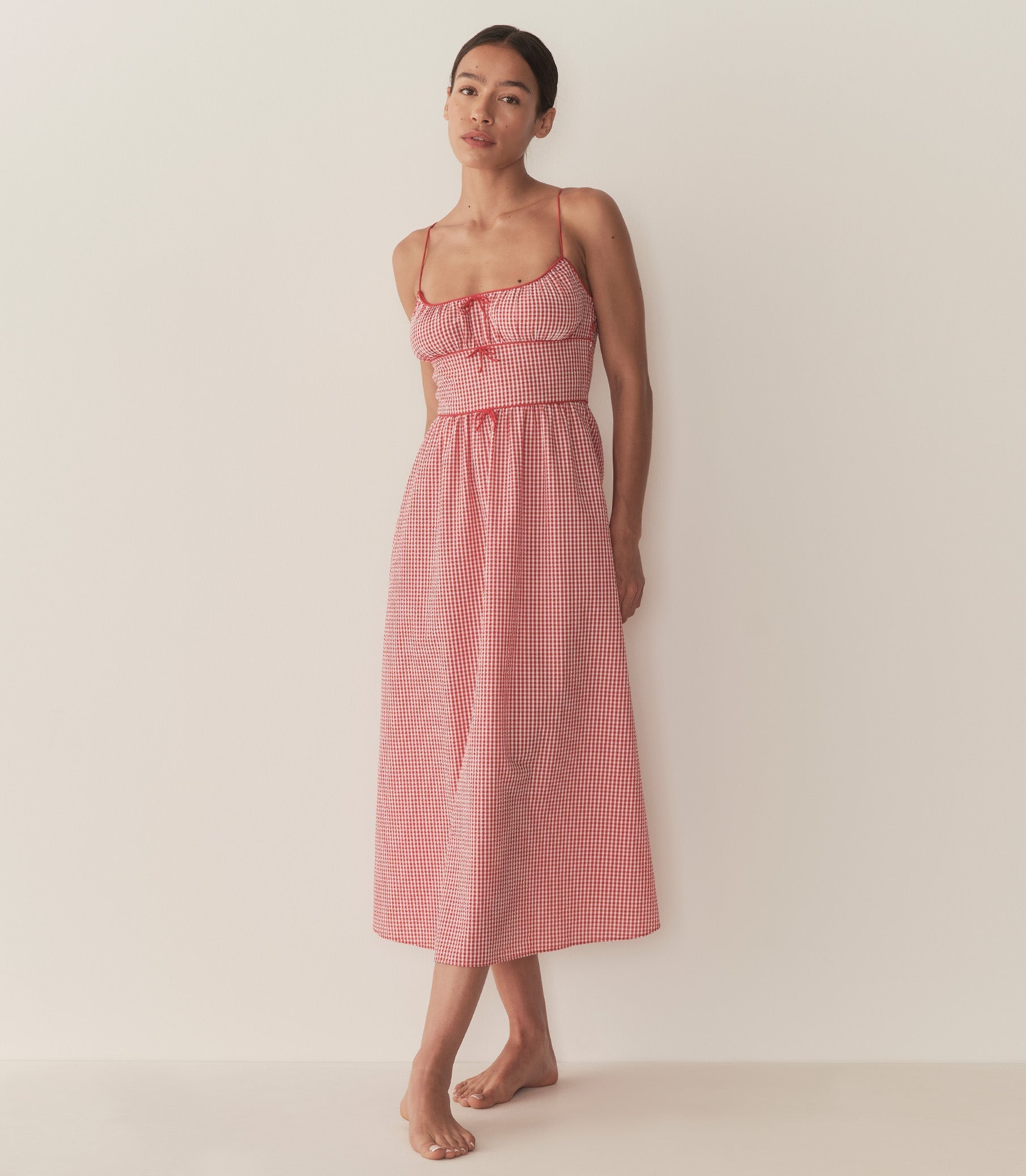 HMD -- BELLINE DRESS -- ROUGE LA MADDALENA GINGHAM