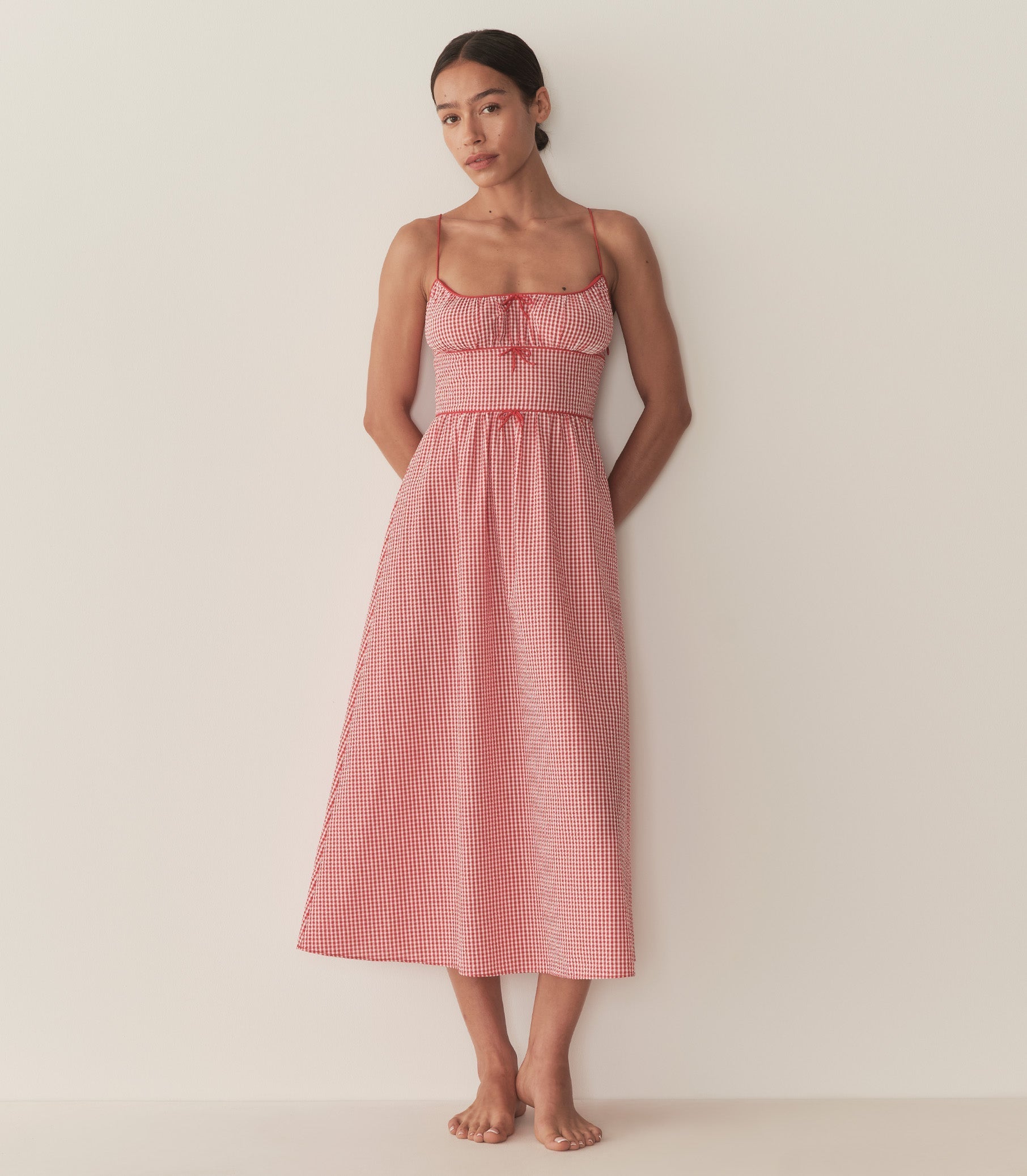 HMD -- BELLINE DRESS -- ROUGE LA MADDALENA GINGHAM