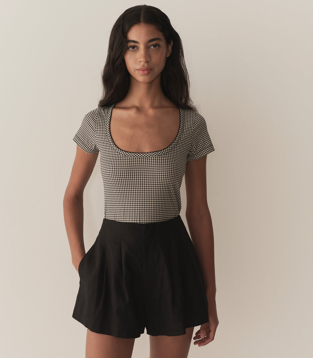 HMD -- BRIGITTE TEE -- NOIR LA MADDALENA GINGHAM
