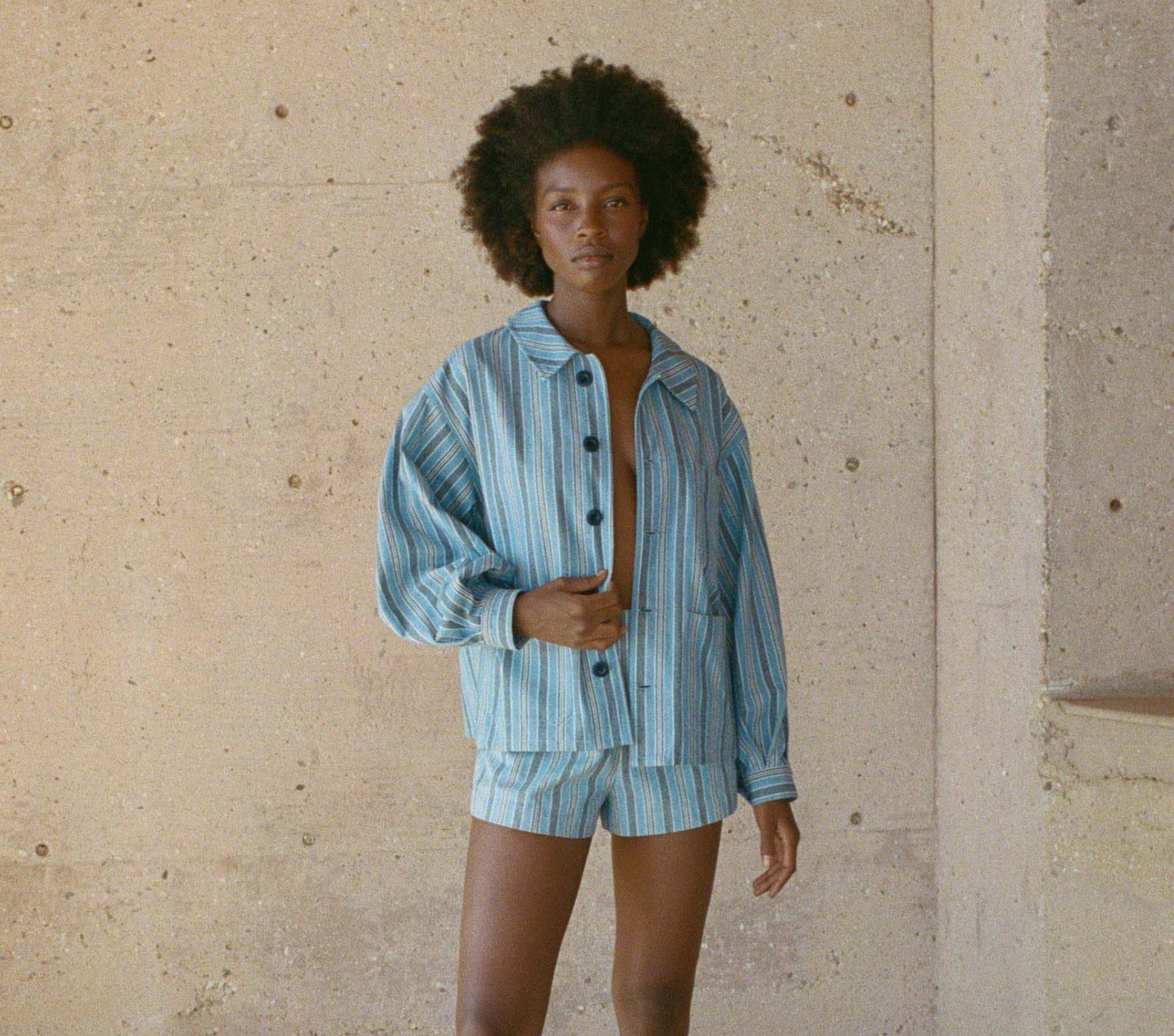 HMD -- CARMEL JACKET -- INDIGO STRIPE