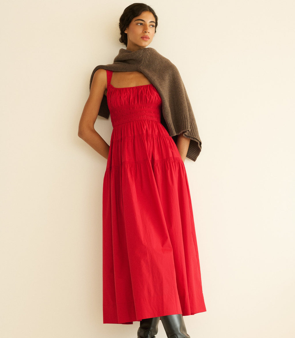 CLOVER DRESS -- DEEP TOMATO