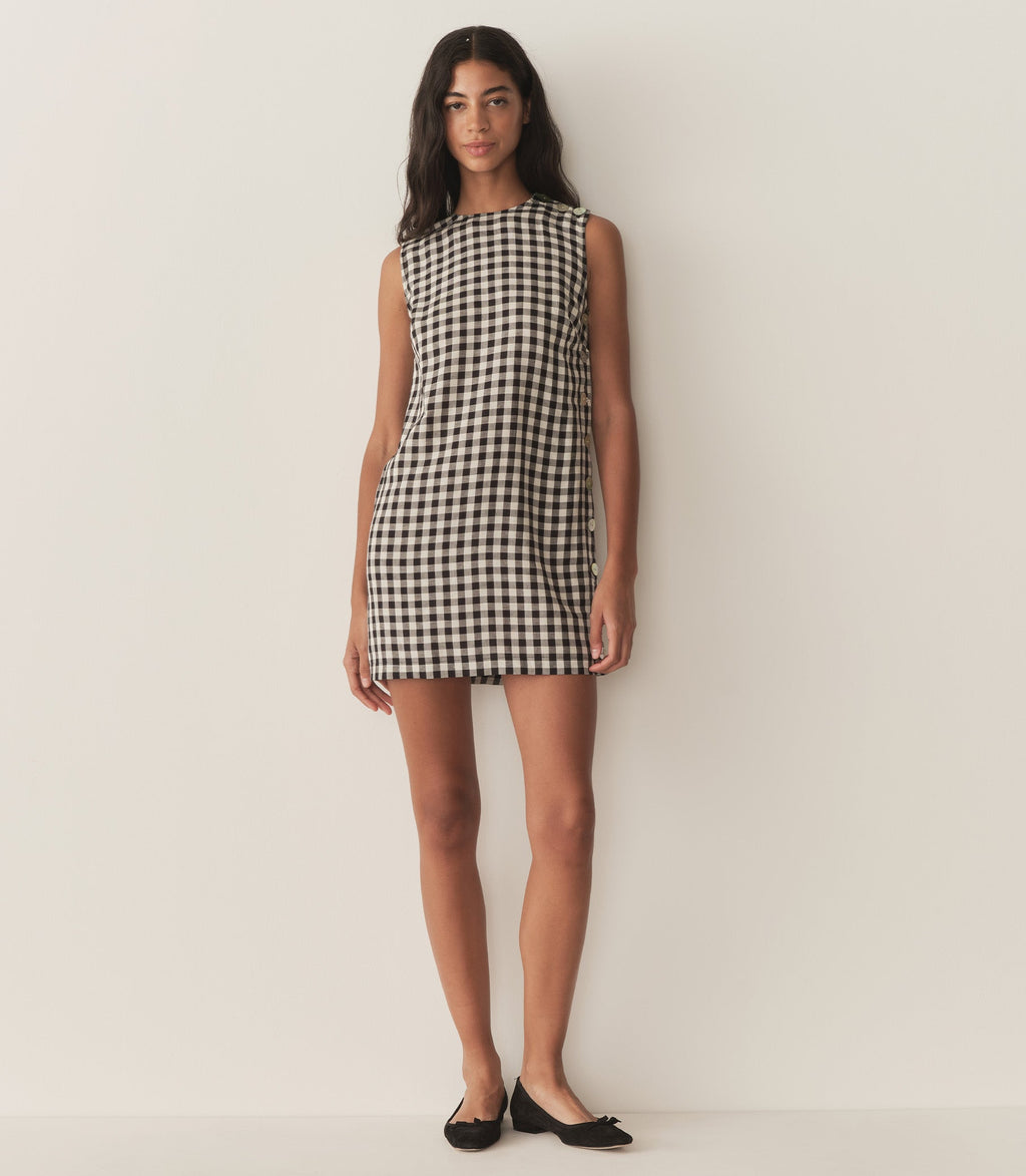HMD -- CORALIE DRESS -- BLACK MARILYN GINGHAM
