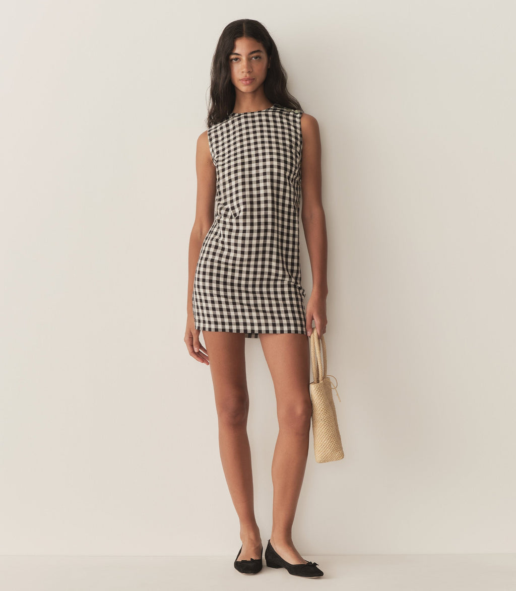 HMD -- CORALIE DRESS -- BLACK MARILYN GINGHAM