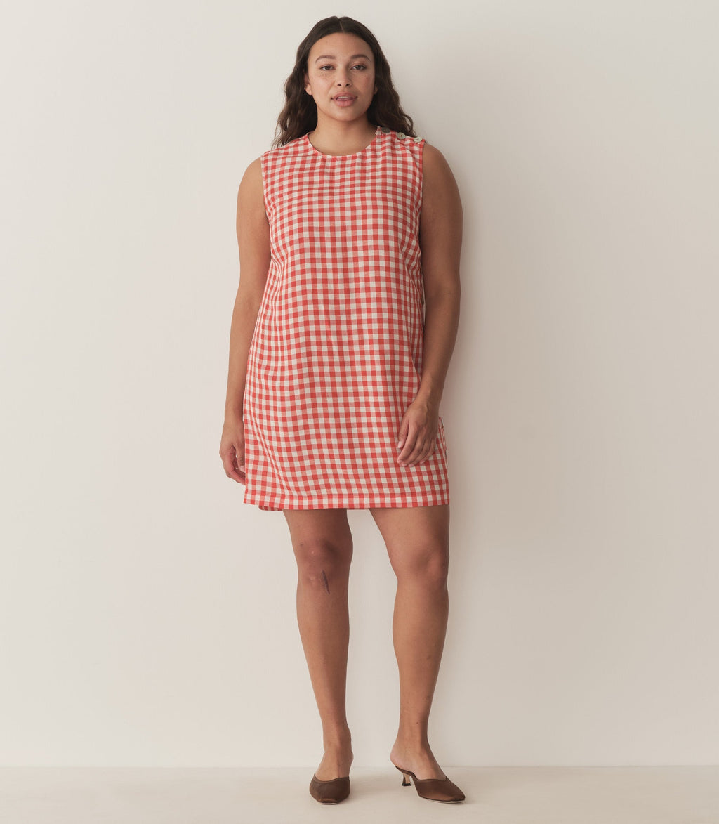 HMD -- CORALIE DRESS -- SCARLET MARILYN GINGHAM