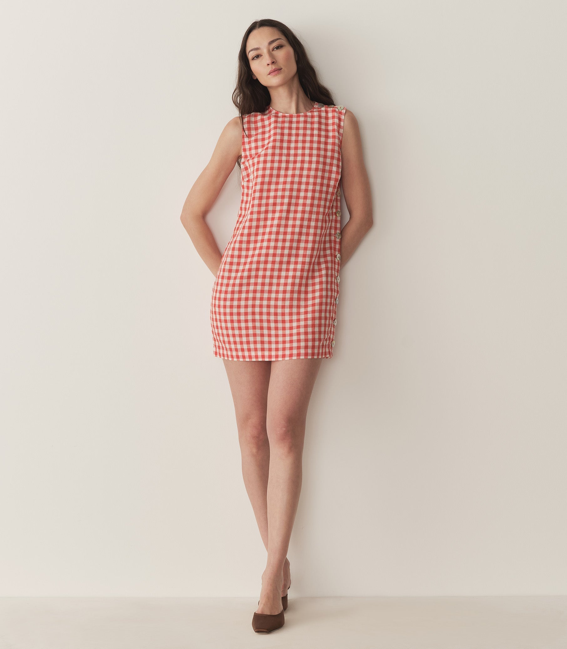 HMD -- CORALIE DRESS -- SCARLET MARILYN GINGHAM