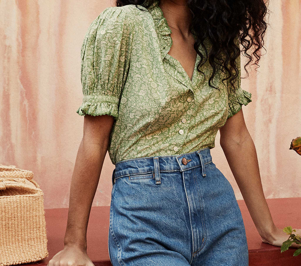 HMD -- DAUPHINE TOP -- GREEN GARDEN BLOOM