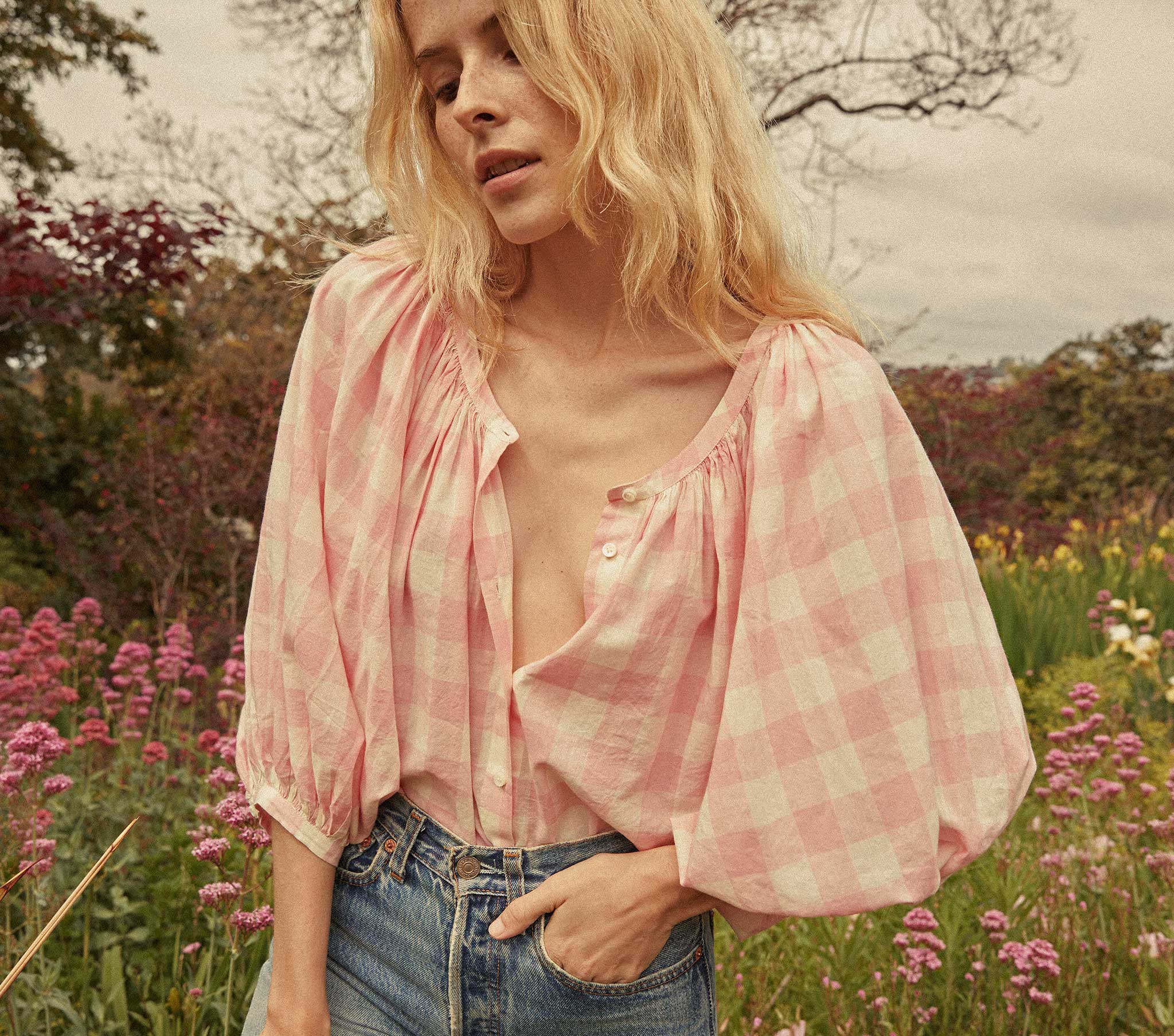 HMD -- JEANNE TOP -- ROSETTE GINGHAM