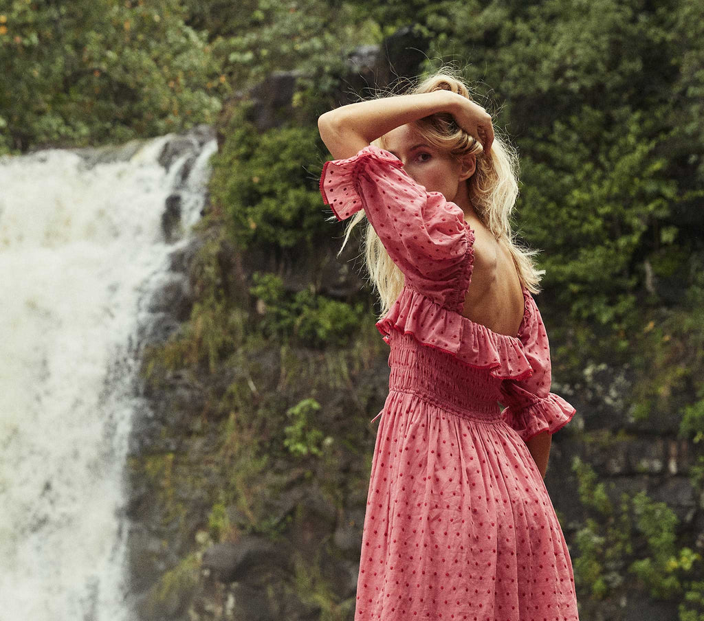 HMD -- SOL DRESS -- TEA ROSE SWISS DOT
