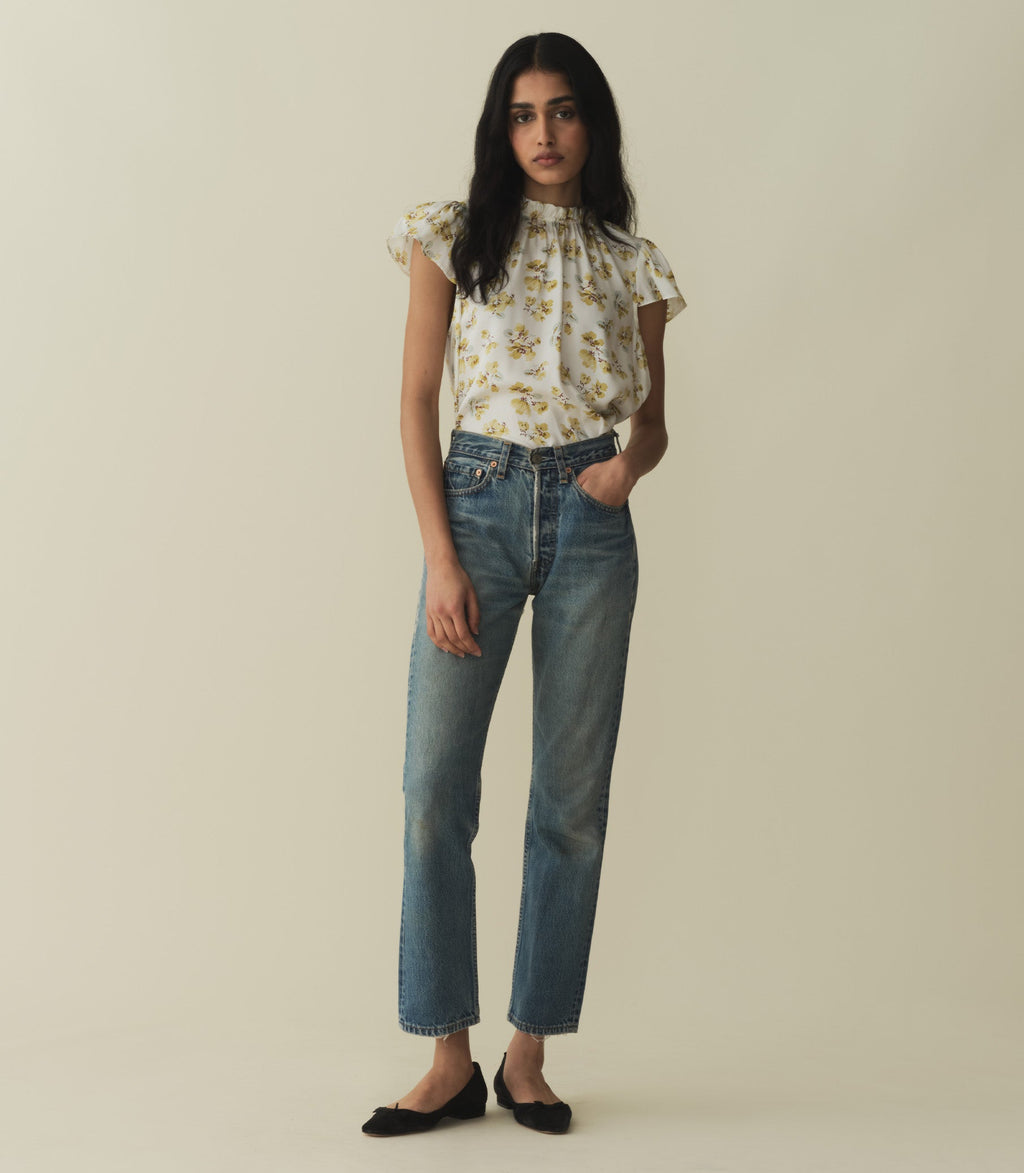 HMD -- YVIE TOP -- GOLD FROLICKING FLORAL