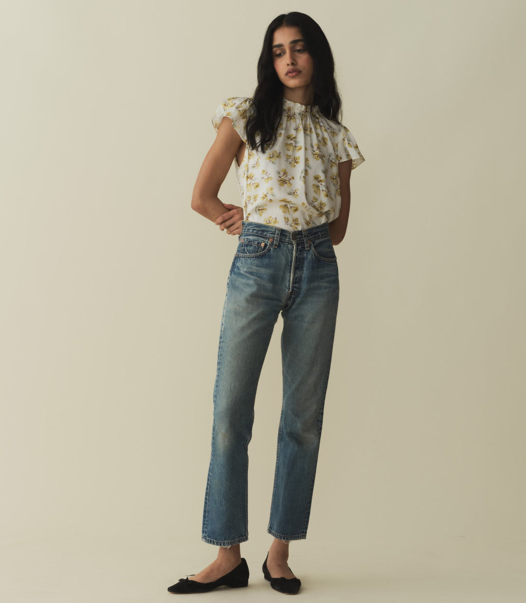 HMD -- YVIE TOP -- GOLD FROLICKING FLORAL
