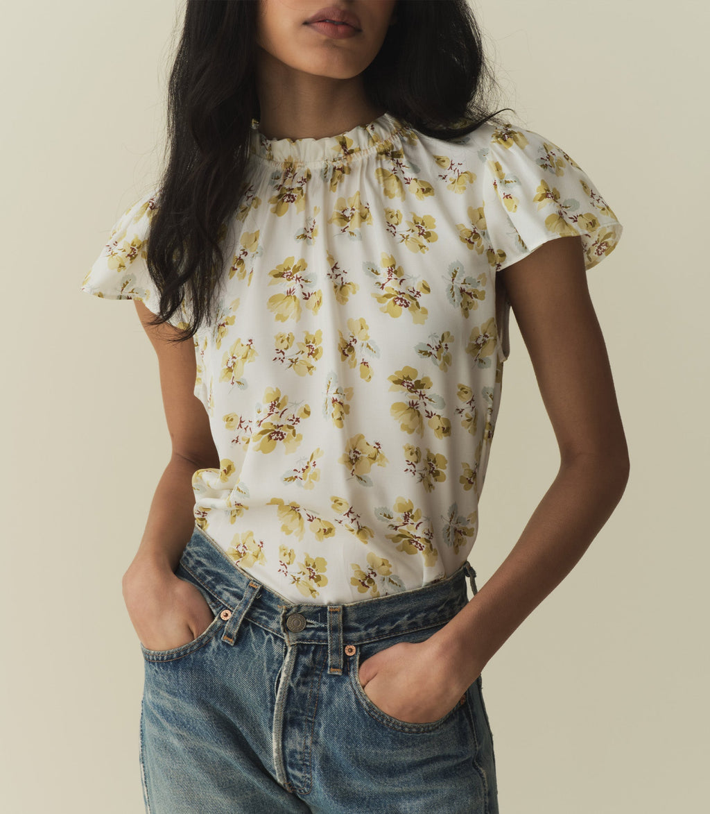 HMD -- YVIE TOP -- GOLD FROLICKING FLORAL