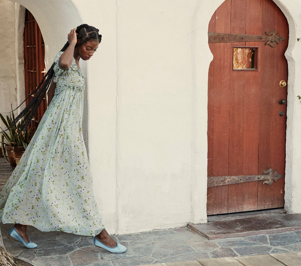 HMD -- DREW DRESS -- GREEN STRAWBERRY MOON FLORAL