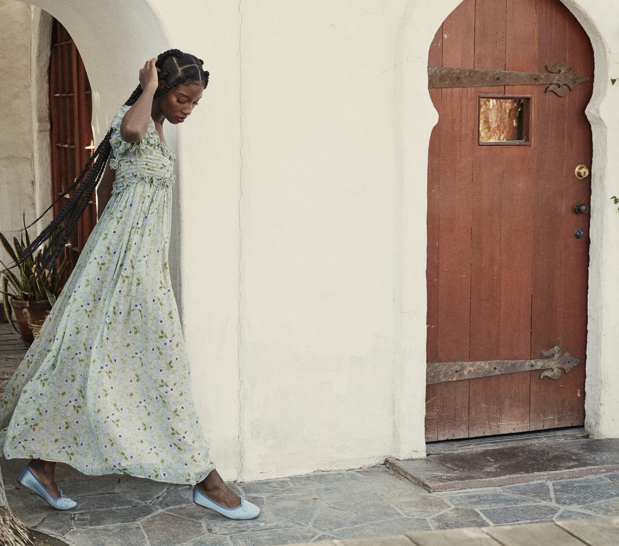 HMD -- DREW DRESS -- GREEN STRAWBERRY MOON FLORAL