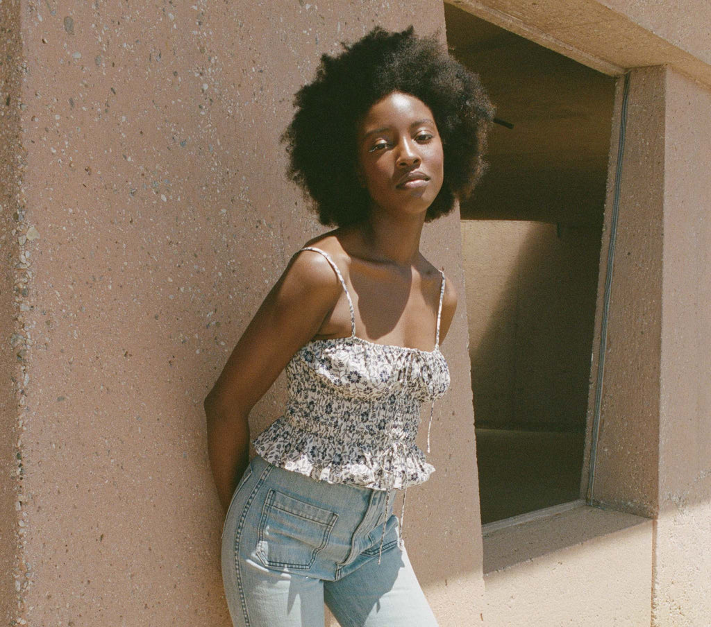 HMD -- FINELLA TOP -- CREAM JESSAMINE CALICO