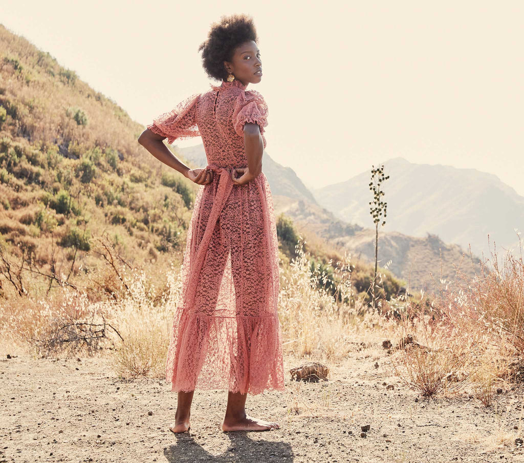 HMD -- FEATHER DRESS -- DARK ROSEWOOD