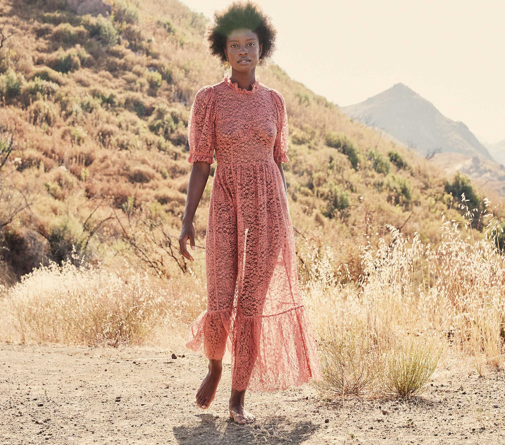 HMD -- FEATHER DRESS -- DARK ROSEWOOD