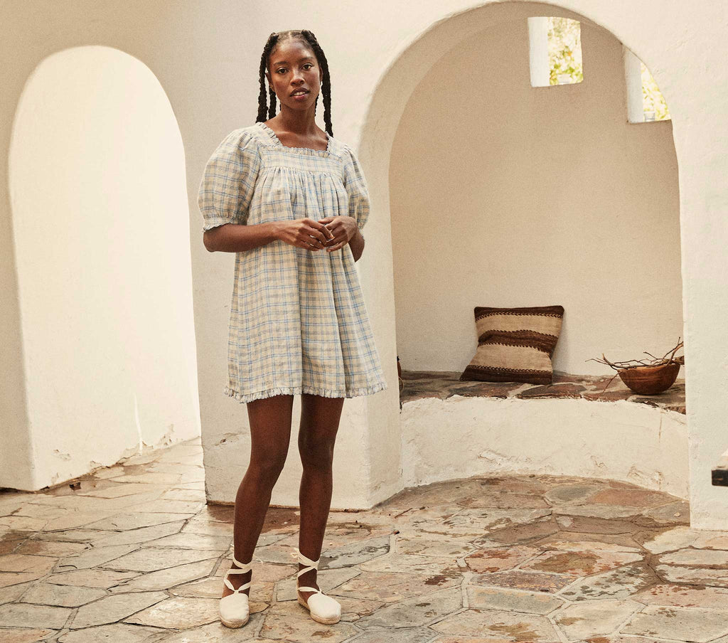 HMD -- FREDE DRESS -- BLUE MEADOWLARK PLAID