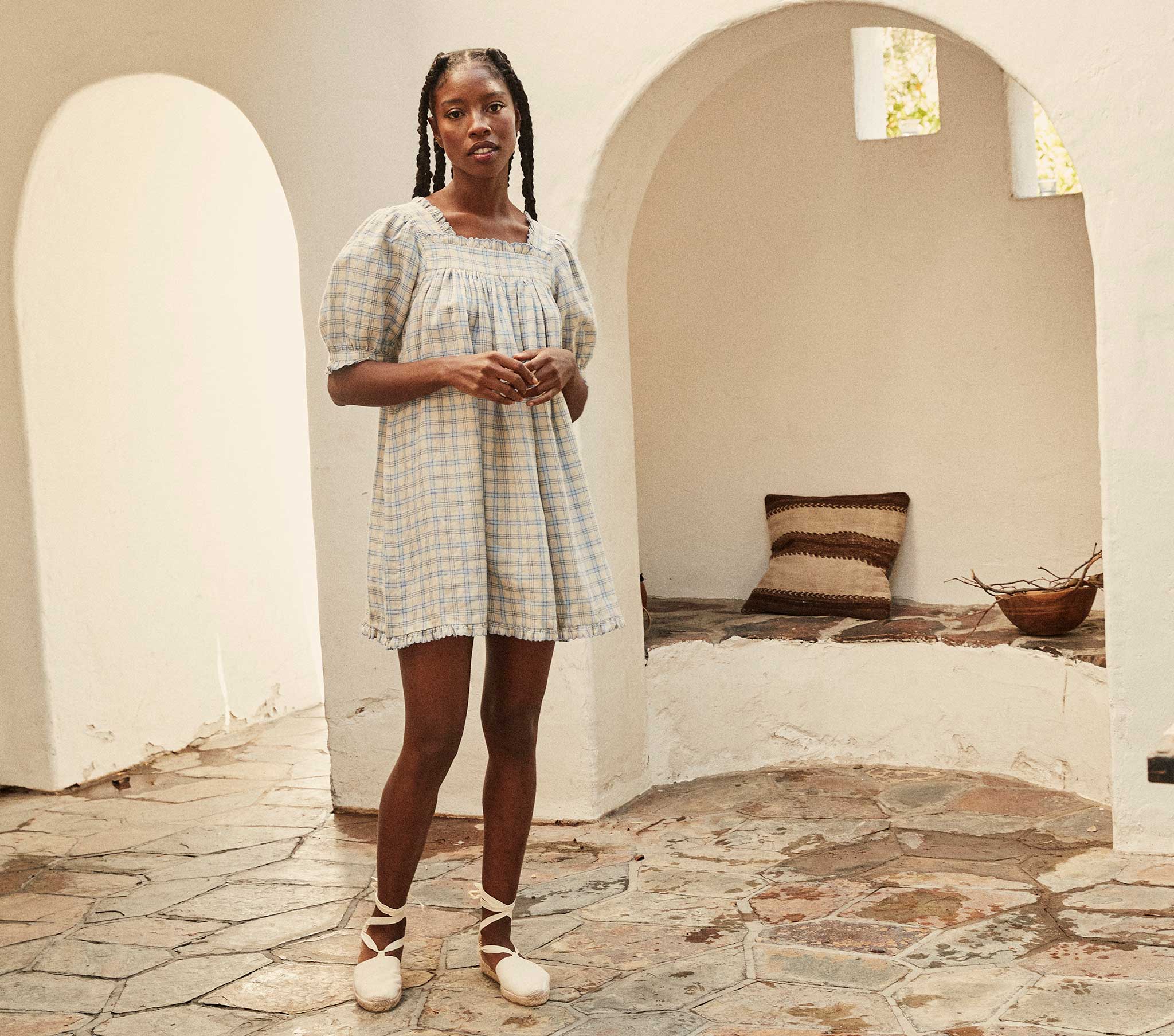 HMD -- FREDE DRESS -- BLUE MEADOWLARK PLAID