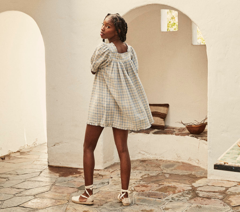 HMD -- FREDE DRESS -- BLUE MEADOWLARK PLAID