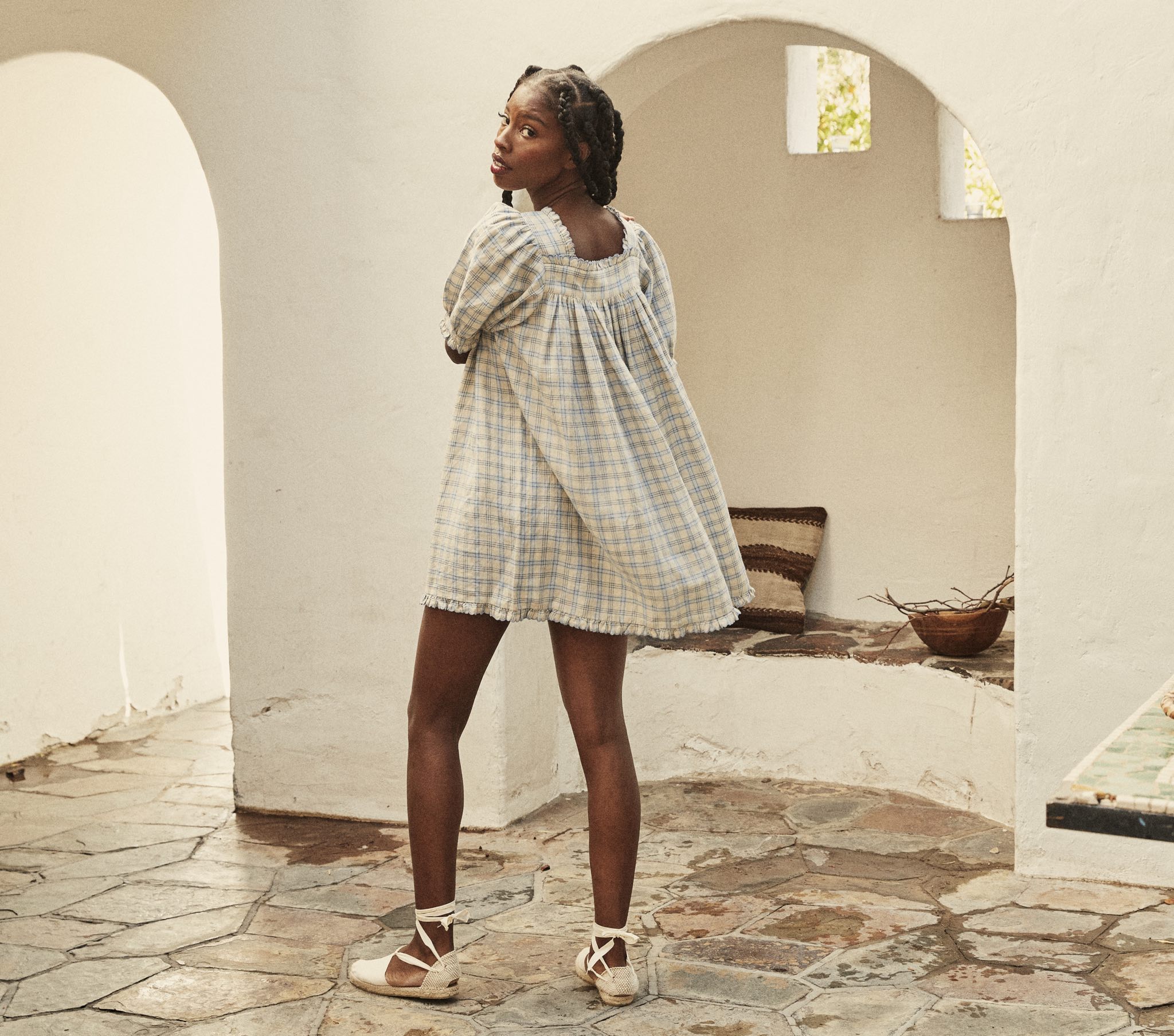 HMD -- FREDE DRESS -- BLUE MEADOWLARK PLAID