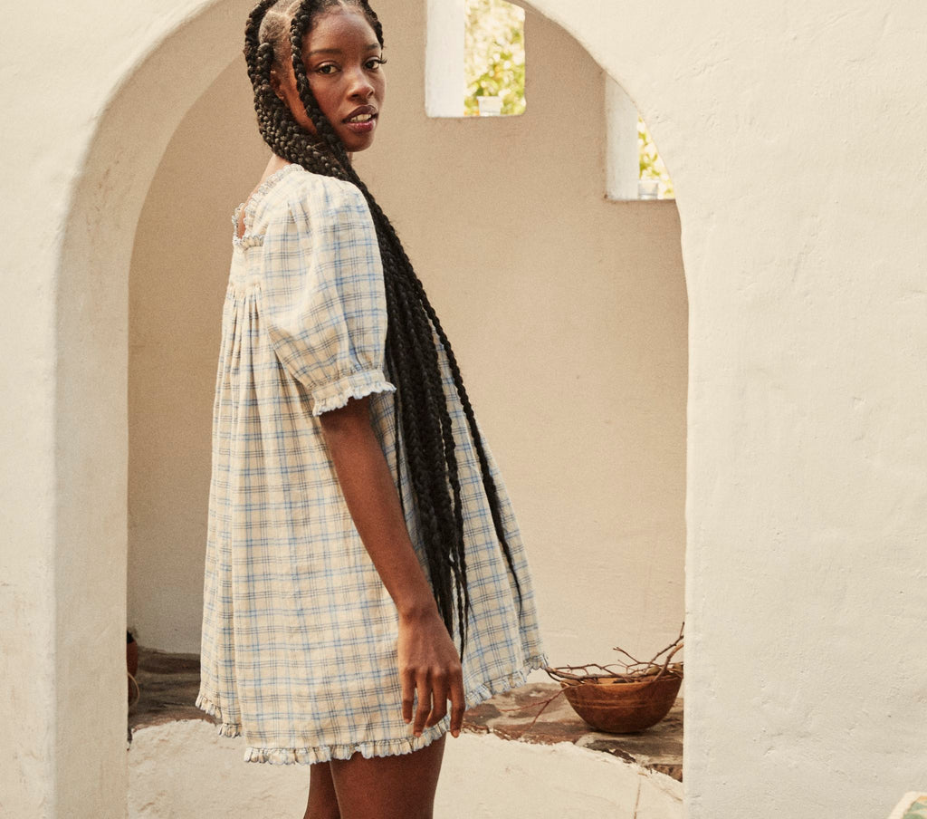 HMD -- FREDE DRESS -- BLUE MEADOWLARK PLAID