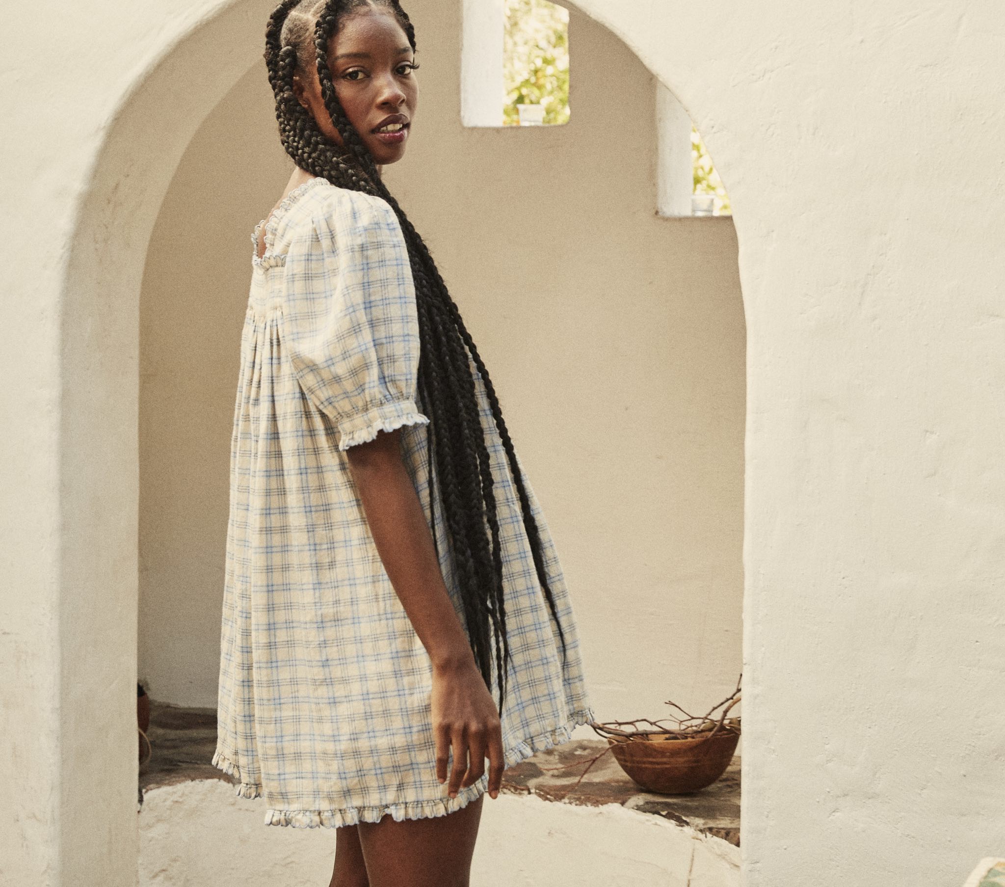 HMD -- FREDE DRESS -- BLUE MEADOWLARK PLAID