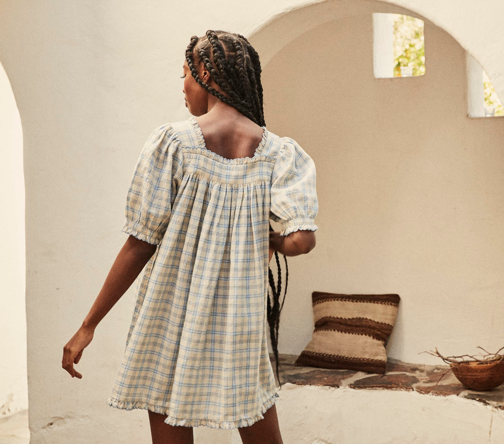 HMD -- FREDE DRESS -- BLUE MEADOWLARK PLAID
