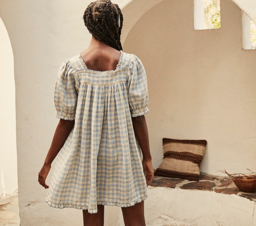 HMD -- FREDE DRESS -- BLUE MEADOWLARK PLAID