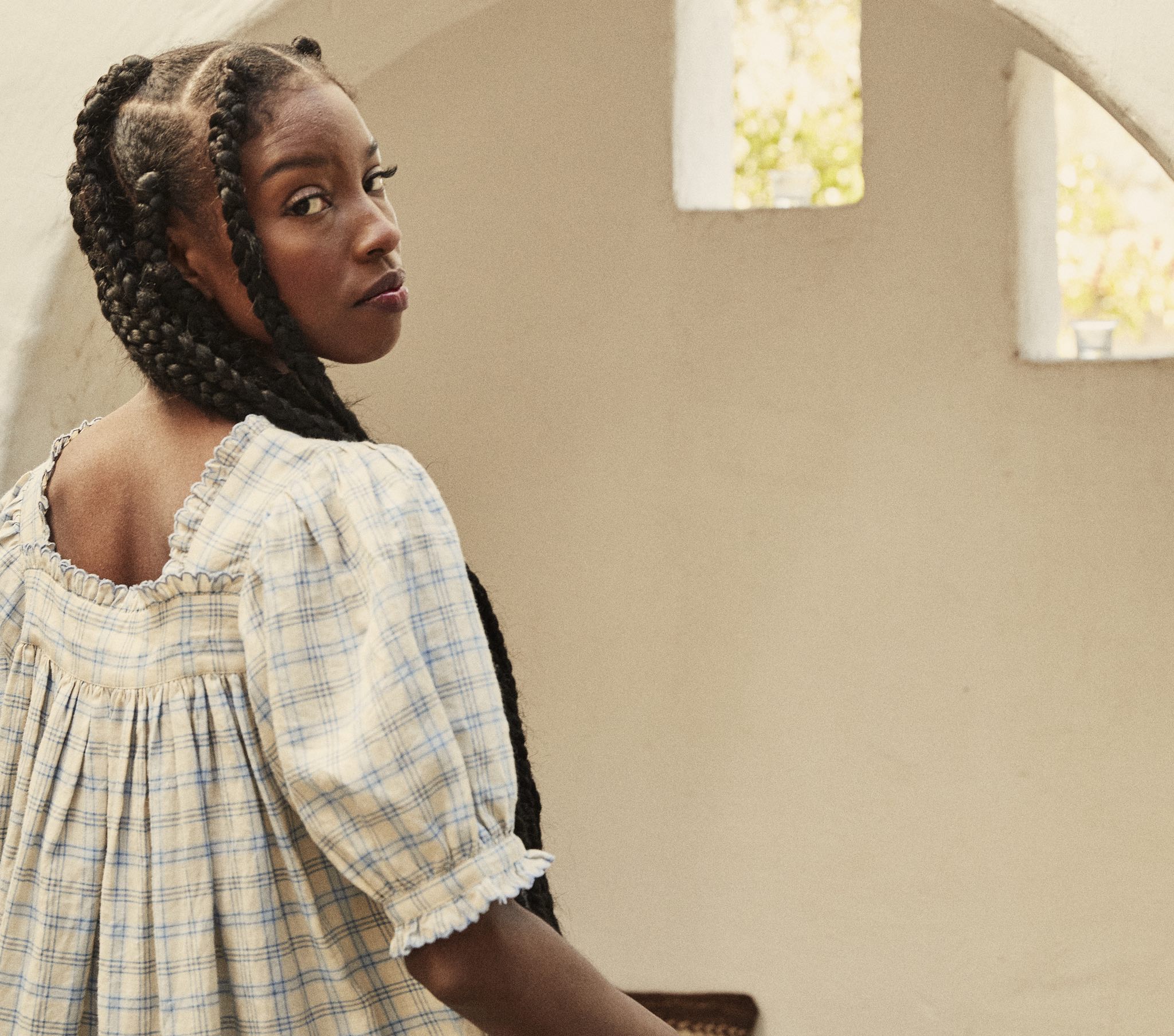 HMD -- FREDE DRESS -- BLUE MEADOWLARK PLAID