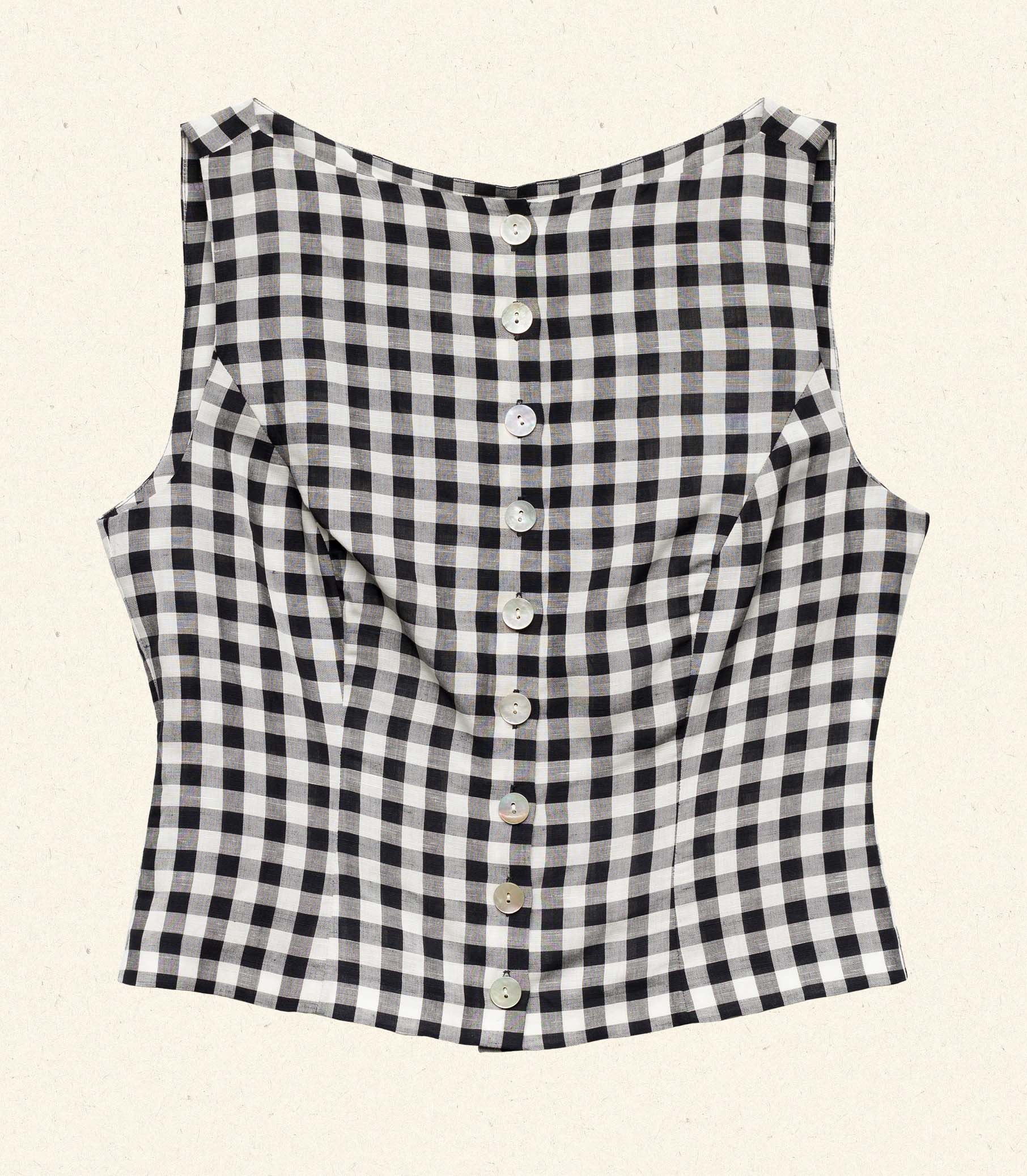 HMD -- HAYDEN TOP -- BLACK MARILYN GINGHAM