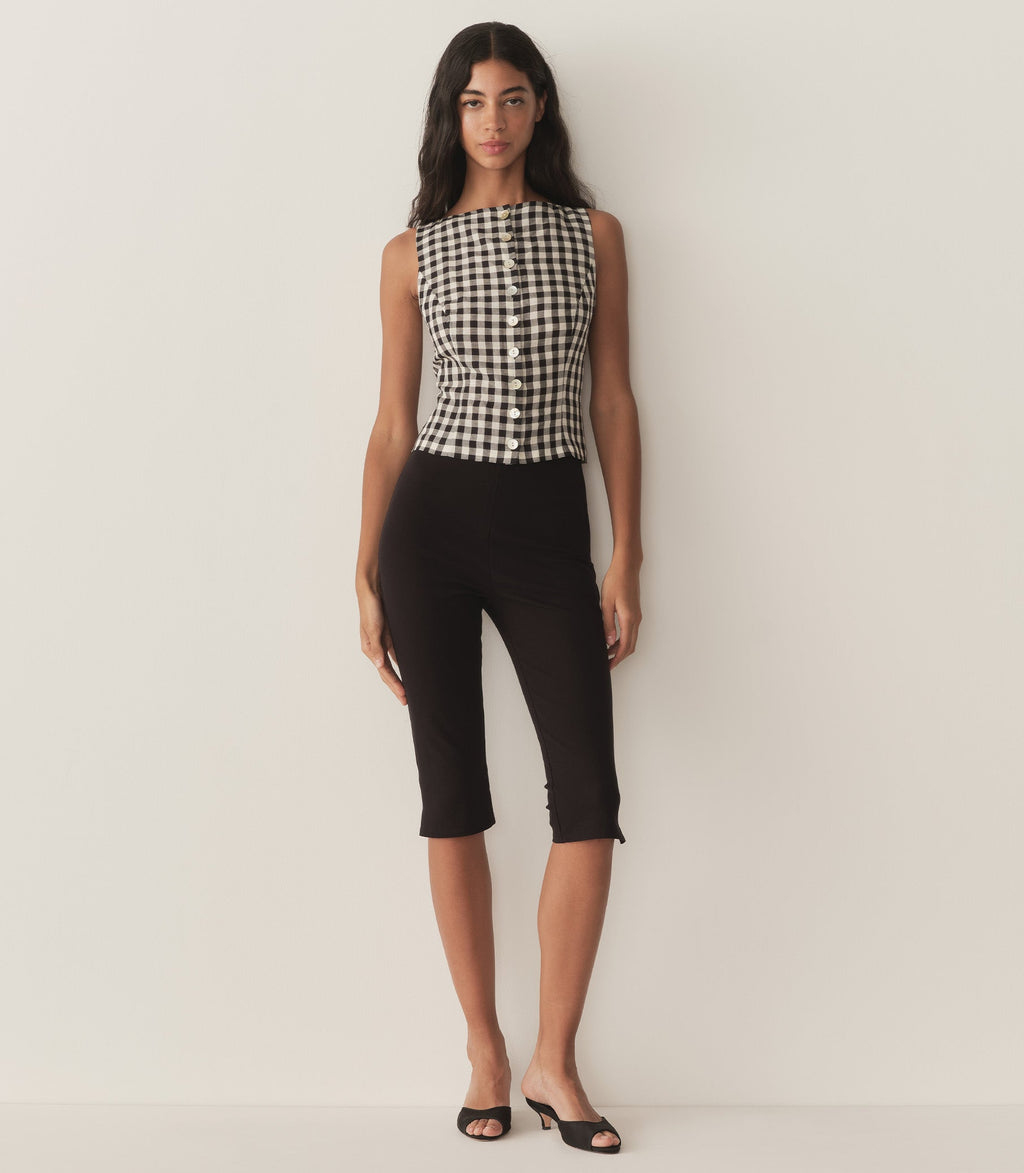 HMD -- HAYDEN TOP -- BLACK MARILYN GINGHAM